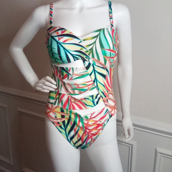 Kenneth Cole Women's Tropical Multicolor One Piece Swimsuit, Sz.Large - Picture 11 of 15